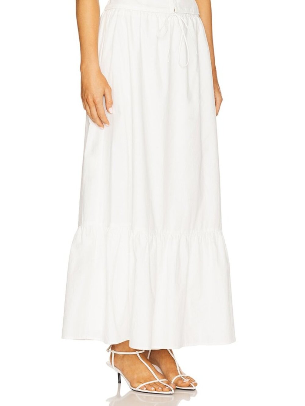 MORE TO COME Lyanna Maxi Skirt in White flowy cottage